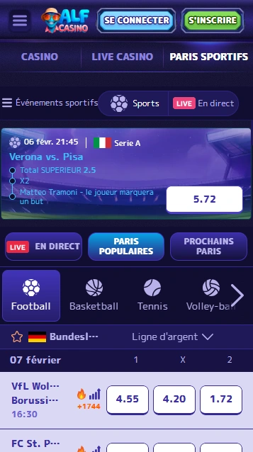 Alf-Casino Logo de la Section Paris Sportifs du Bookmaker