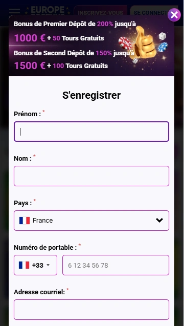 S’inscrire à Online Casino EuropeFortune pour les Joueurs Francophones