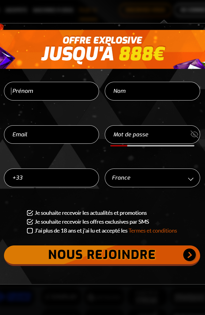 s'inscrire Mon compte Intense Casino en ligne de France