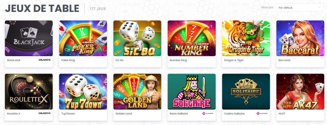Jeux Plateau et de Cartes dans les Casinos en Ligne en France
